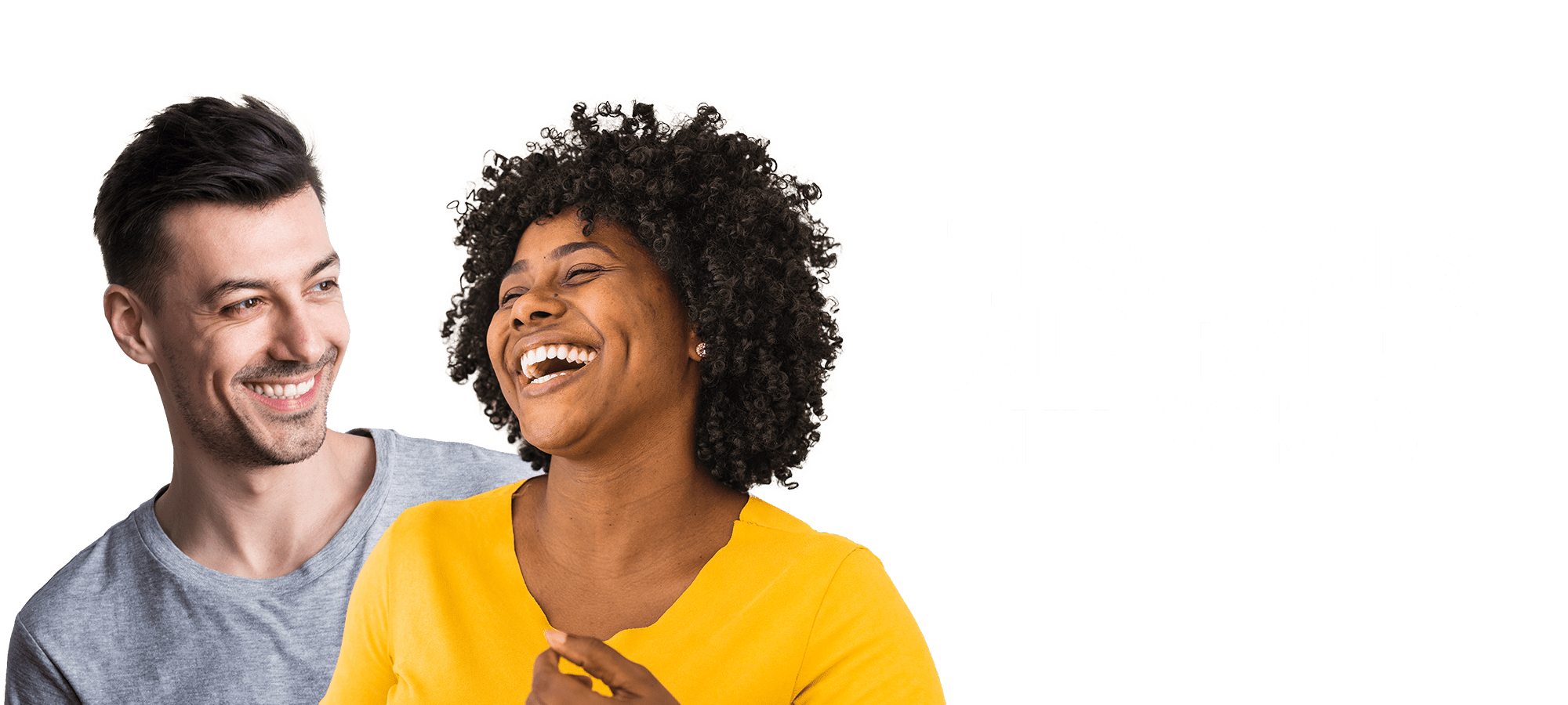 Bergstrand VUX Tillsammans hjälper vi dig att lyckas En man och en kvinna står bredvid texten "Tillsammans hjälper vi dig att lyckas"